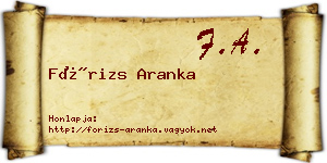 Fórizs Aranka névjegykártya