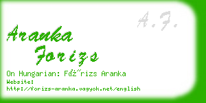aranka forizs business card
