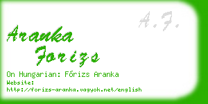 aranka forizs business card